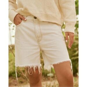 NWOT THE GREAT The Easy Cut Off Shorts - White Bleach Wash Denim Slouchy size 26